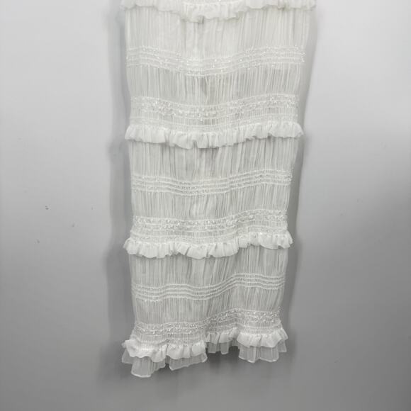 Commense Spaghetti Strap Tiered Maxi Dress size XL White Sparkle Bodycon NEW - Picture 6 of 16